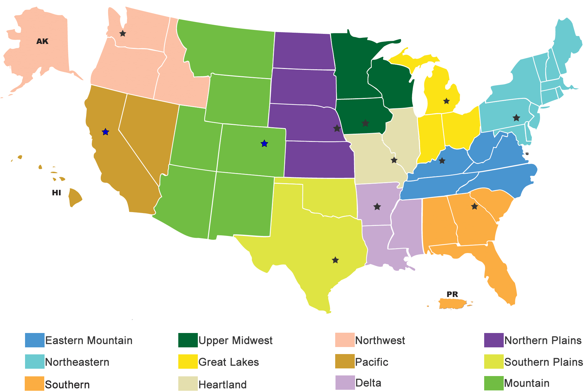 Map of Regional Field Offices