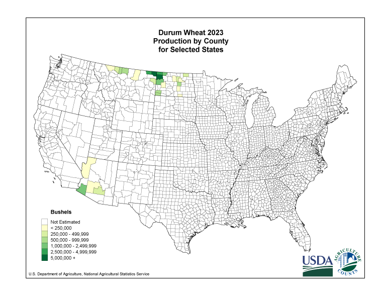 Durum Wheat: Production Acreage by County