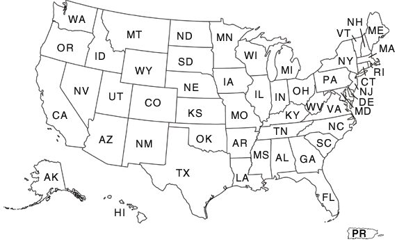 Map United States By State Image map showing the entire United States. Each state links to its specific state landing